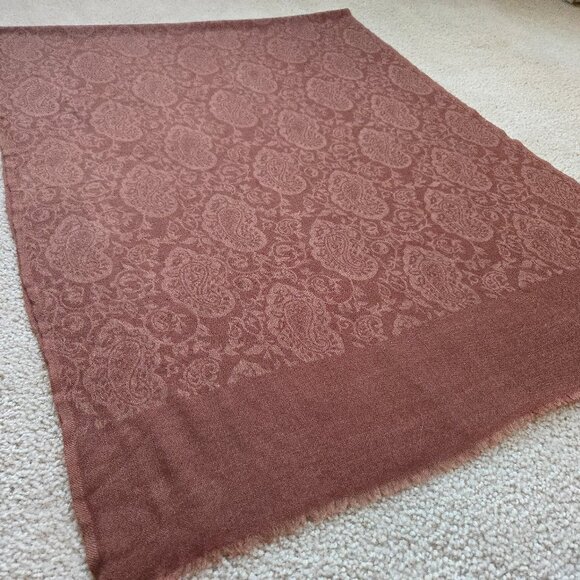 NWOT Cashmere Jacquard Lightweight Scarf Milk Chocolate - Picture 1 of 10